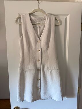 Abercrombie & Fitch Mara Cream Button Down Sleeveless Dress
